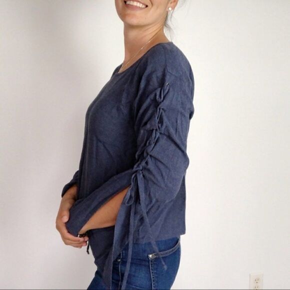 Cloth & Stone Lace Sleeve Chambray Blouse XS Blue - Picture 5 of 9